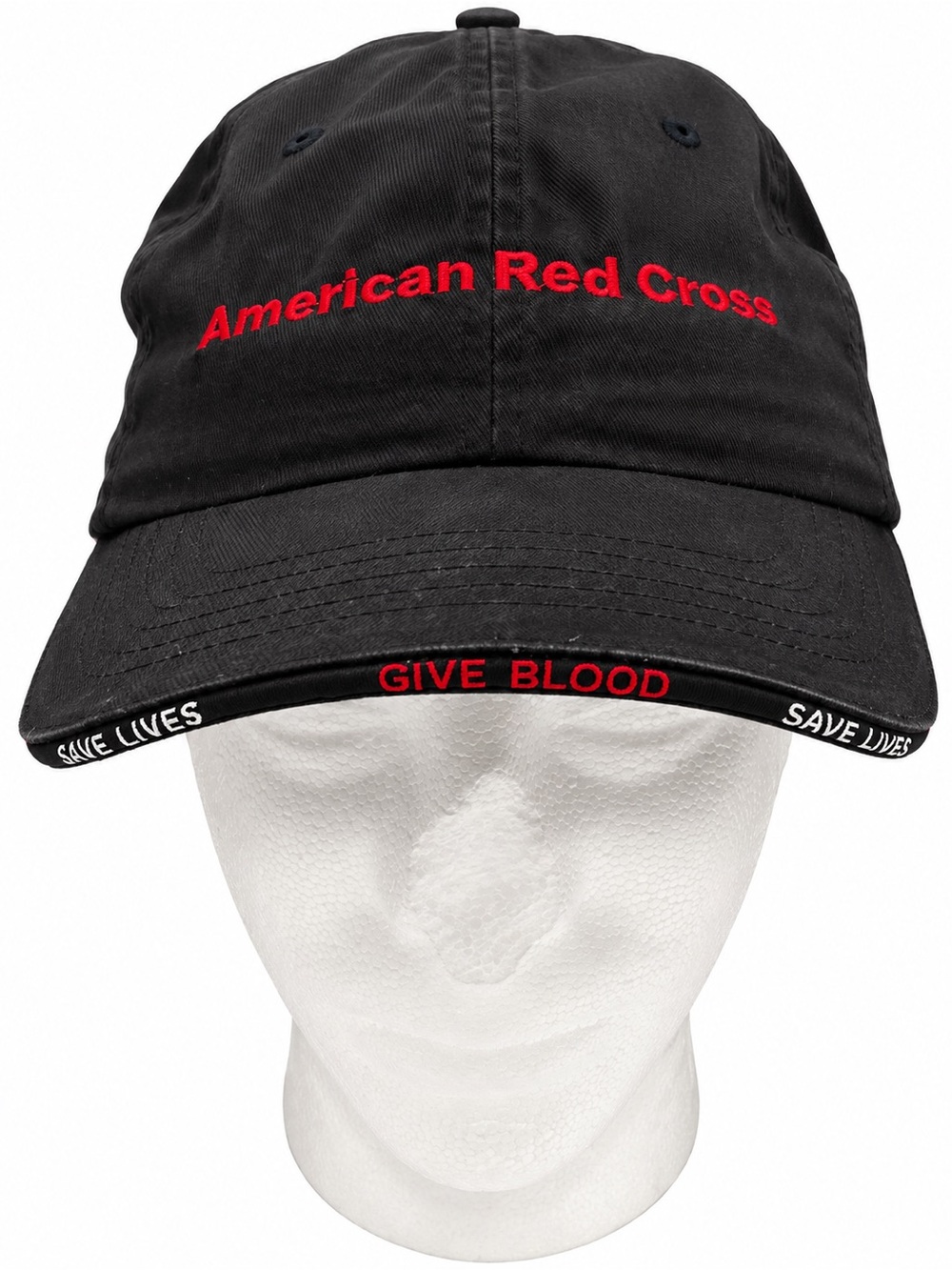Y2K American Red Cross Give Blood Save Lives Black Strapback Hat